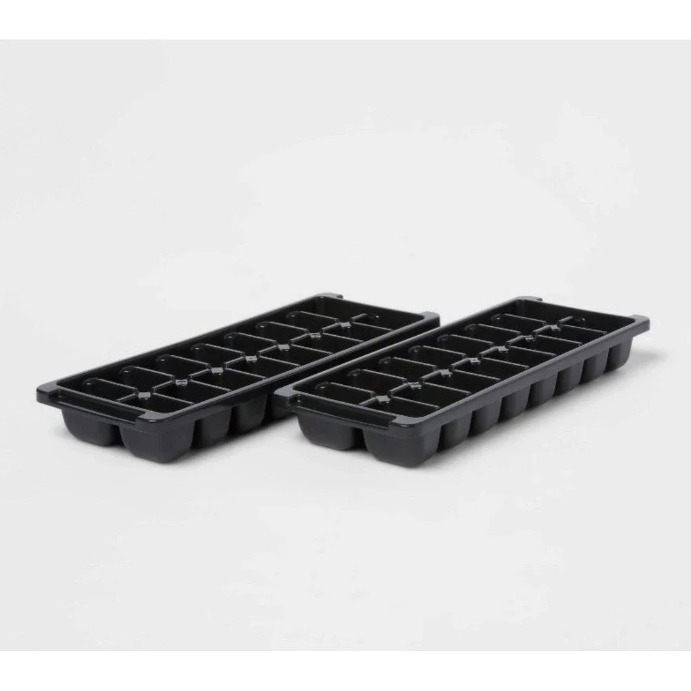 4-Pack ROOM ESSENTIALS Plastic Ice Cube Trays BPA-Free • Black